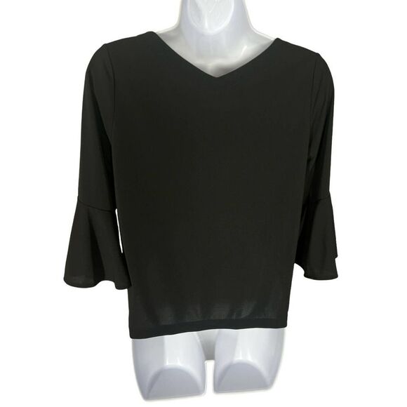 Uniqlo 3/4 Sleeve Solid Black Bell Sleeve Top Women’s Size XS NWT - Picture 3 of 6